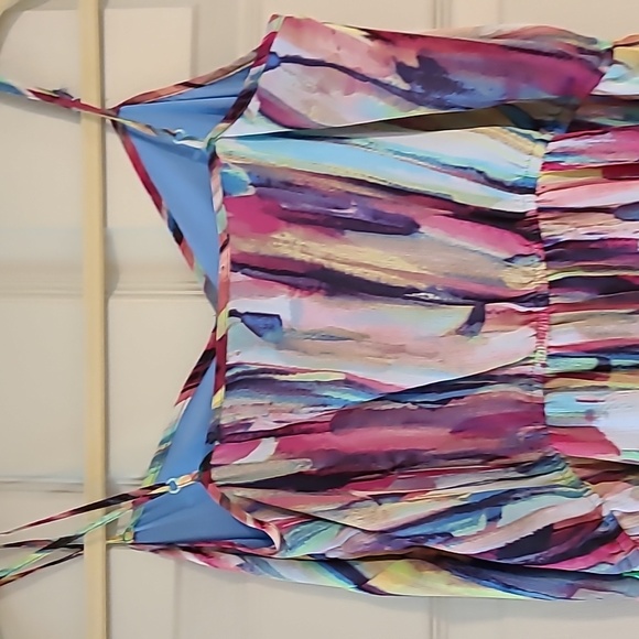 SAKS 5/48 NWOT Chiffon Multicolor Maxi, lined, elasticized empire. Tall 6. - Picture 5 of 10